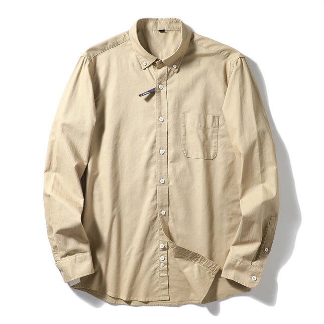 Me's Cotton Washed Oxford Shirt - Classic Solid Color for All Occasions