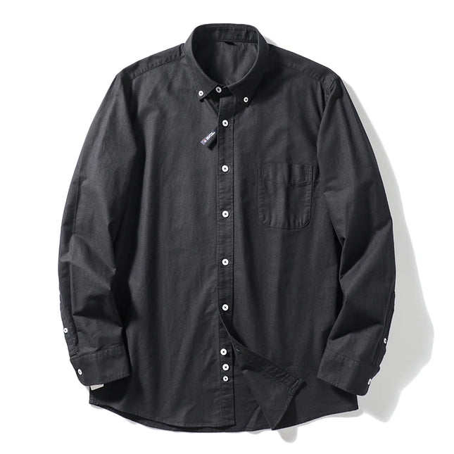 Me's Cotton Washed Oxford Shirt - Classic Solid Color for All Occasions