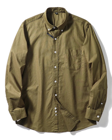 Me's Cotton Washed Oxford Shirt - Classic Solid Color for All Occasions