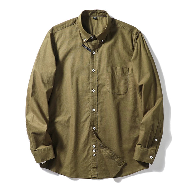 Me's Cotton Washed Oxford Shirt - Classic Solid Color for All Occasions