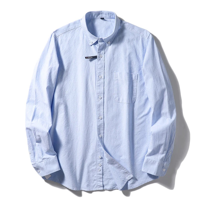 Me's Cotton Washed Oxford Shirt - Classic Solid Color for All Occasions