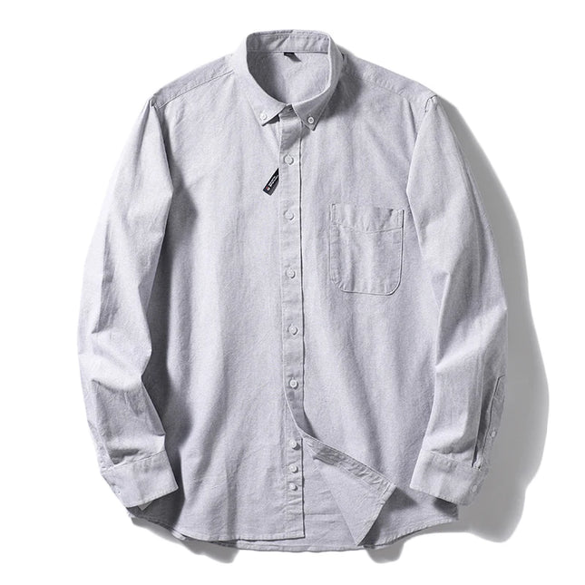 Me's Cotton Washed Oxford Shirt - Classic Solid Color for All Occasions