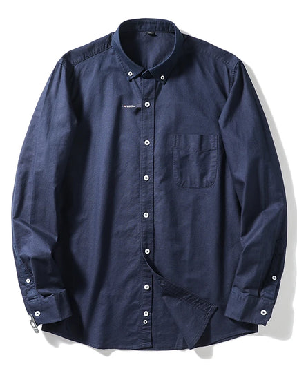Me's Cotton Washed Oxford Shirt - Classic Solid Color for All Occasions