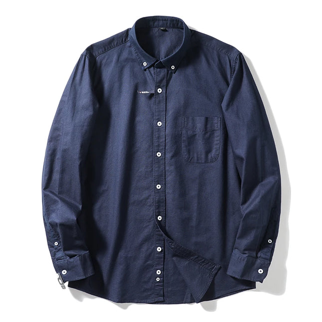 Me's Cotton Washed Oxford Shirt - Classic Solid Color for All Occasions