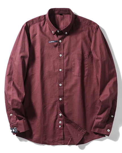 Me's Cotton Washed Oxford Shirt - Classic Solid Color for All Occasions