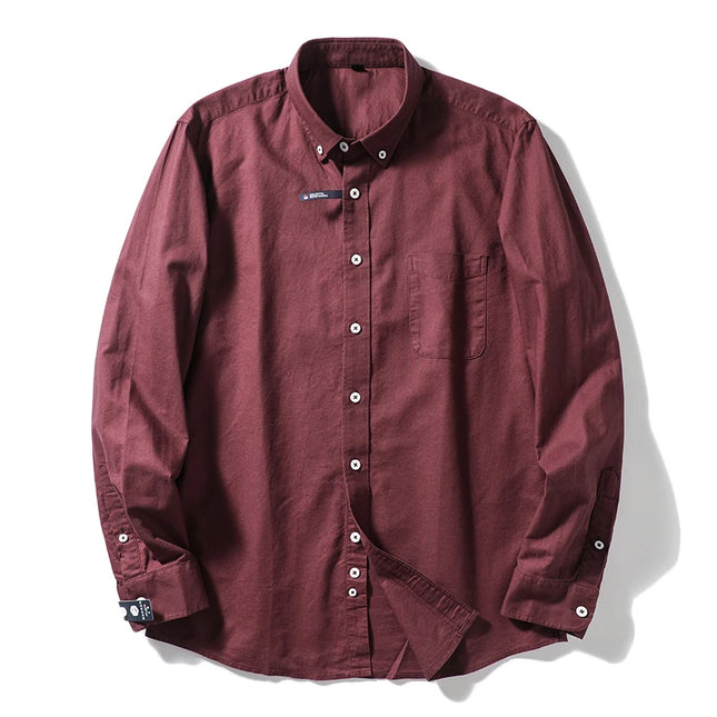 Me's Cotton Washed Oxford Shirt - Classic Solid Color for All Occasions