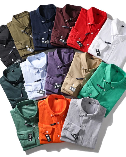 Me's Cotton Washed Oxford Shirt - Classic Solid Color for All Occasions