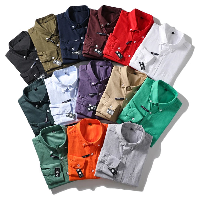 Me's Cotton Washed Oxford Shirt - Classic Solid Color for All Occasions
