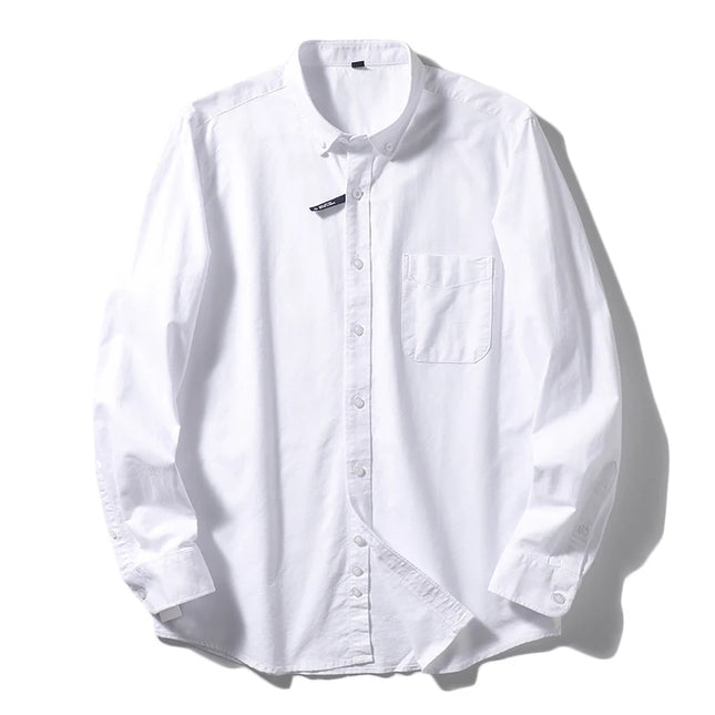 Me's Cotton Washed Oxford Shirt - Classic Solid Color for All Occasions