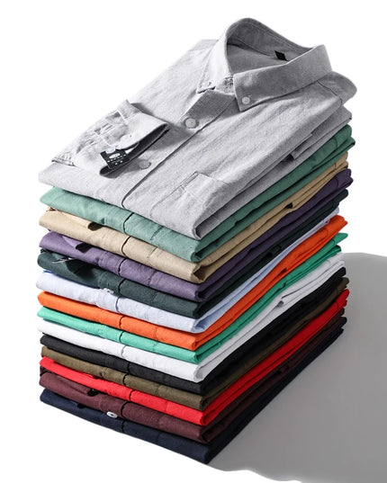 Me's Cotton Washed Oxford Shirt - Classic Solid Color for All Occasions