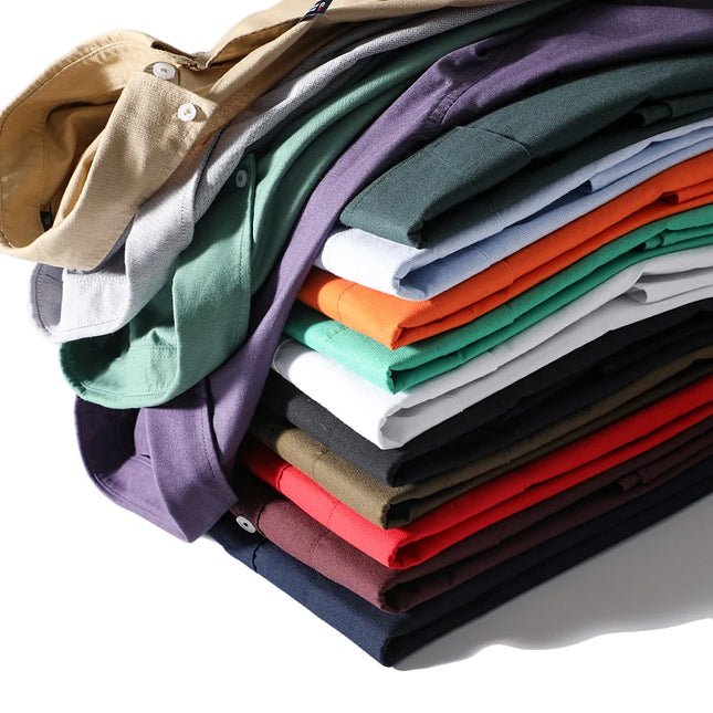 Me's Cotton Washed Oxford Shirt - Classic Solid Color for All Occasions