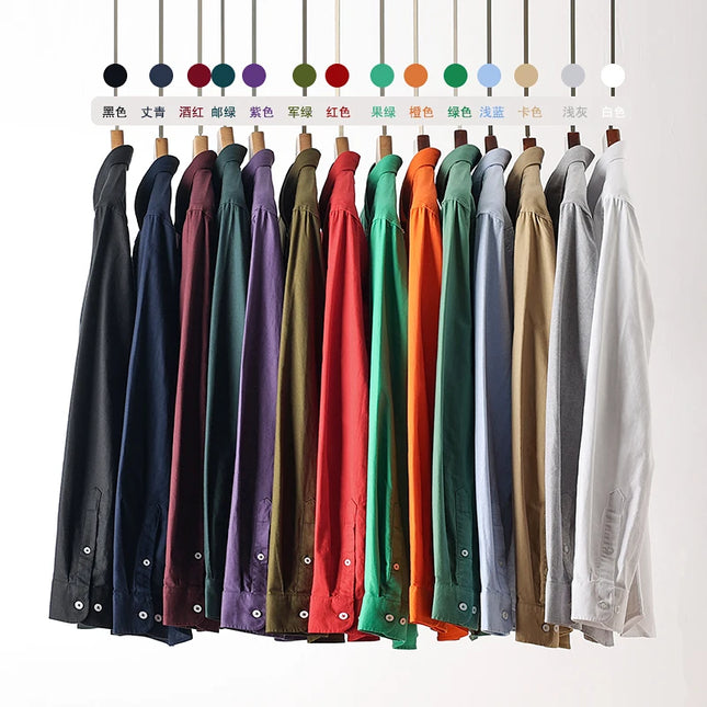 Me's Cotton Washed Oxford Shirt - Classic Solid Color for All Occasions