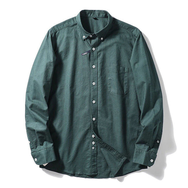 Me's Cotton Washed Oxford Shirt - Classic Solid Color for All Occasions