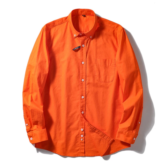 Me's Cotton Washed Oxford Shirt - Classic Solid Color for All Occasions