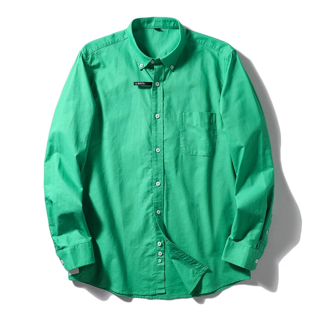 Me's Cotton Washed Oxford Shirt - Classic Solid Color for All Occasions