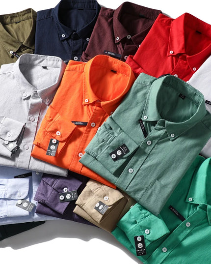Me's Cotton Washed Oxford Shirt - Classic Solid Color for All Occasions