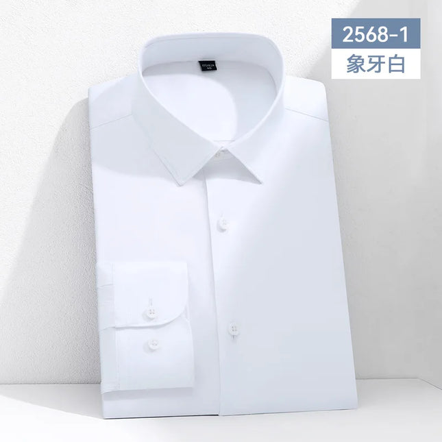 Mulberry Silk Men's Long Sleeve Shirt - S-6XL Slim Fit, Wrinkle-Free