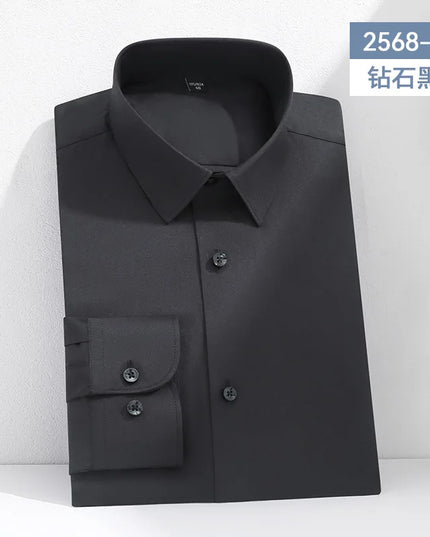 Mulberry Silk Men's Long Sleeve Shirt - S-6XL Slim Fit, Wrinkle-Free