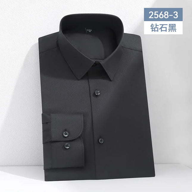 Mulberry Silk Men's Long Sleeve Shirt - S-6XL Slim Fit, Wrinkle-Free