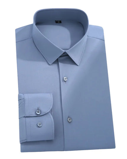Mulberry Silk Men's Long Sleeve Shirt - S-6XL Slim Fit, Wrinkle-Free