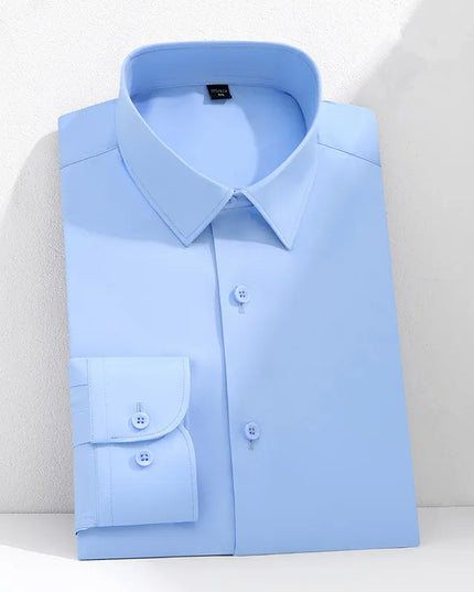 Mulberry Silk Men's Long Sleeve Shirt - S-6XL Slim Fit, Wrinkle-Free