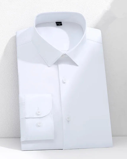 Mulberry Silk Men's Long Sleeve Shirt - S-6XL Slim Fit, Wrinkle-Free