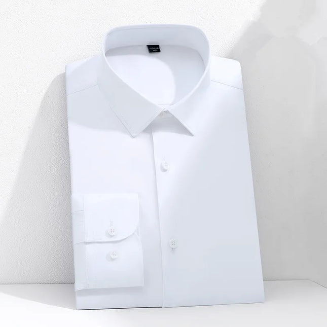 Mulberry Silk Men's Long Sleeve Shirt - S-6XL Slim Fit, Wrinkle-Free