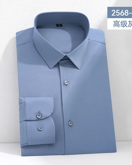 Mulberry Silk Men's Long Sleeve Shirt - S-6XL Slim Fit, Wrinkle-Free