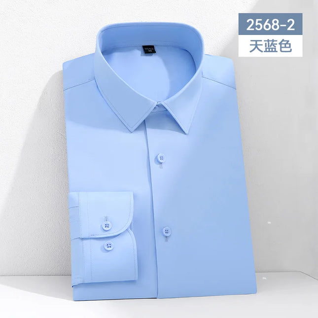 Mulberry Silk Men's Long Sleeve Shirt - S-6XL Slim Fit, Wrinkle-Free