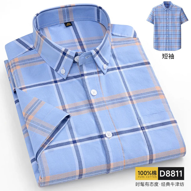 Oversized 11XL Plus Size Stripe Shirt - Casual Cotton Short Sleeve