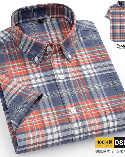 Oversized 11XL Plus Size Stripe Shirt - Casual Cotton Short Sleeve