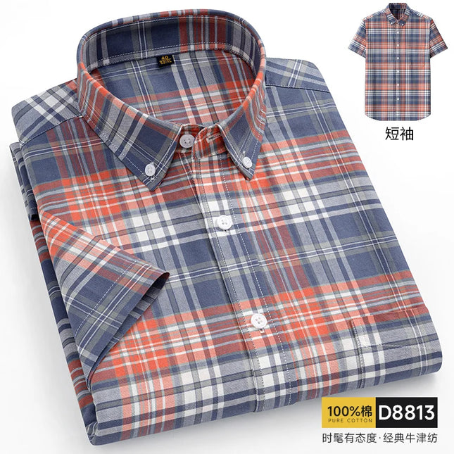 Oversized 11XL Plus Size Stripe Shirt - Casual Cotton Short Sleeve