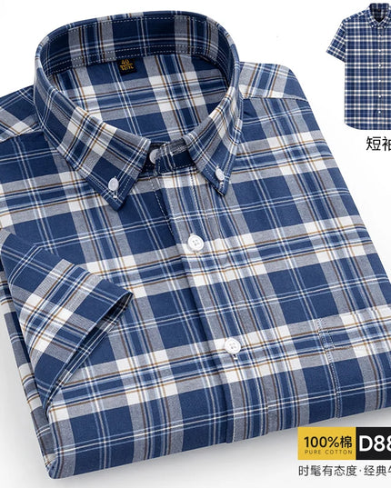 Oversized 11XL Plus Size Stripe Shirt - Casual Cotton Short Sleeve