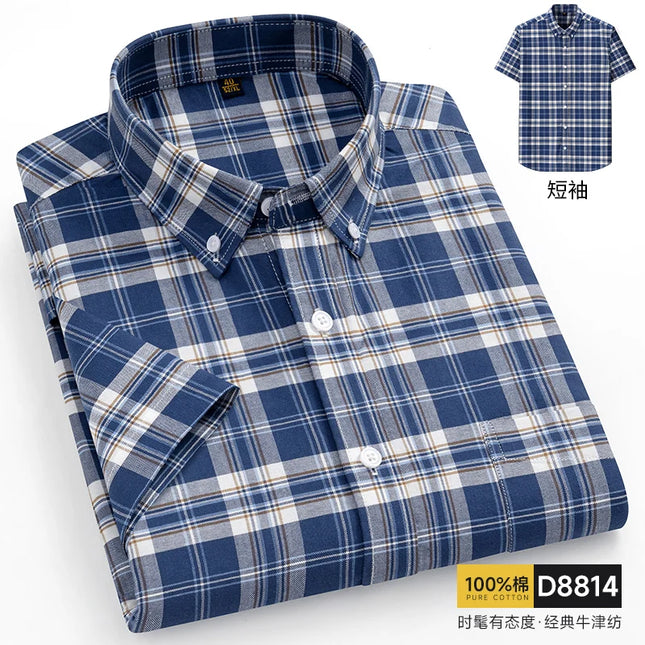 Oversized 11XL Plus Size Stripe Shirt - Casual Cotton Short Sleeve