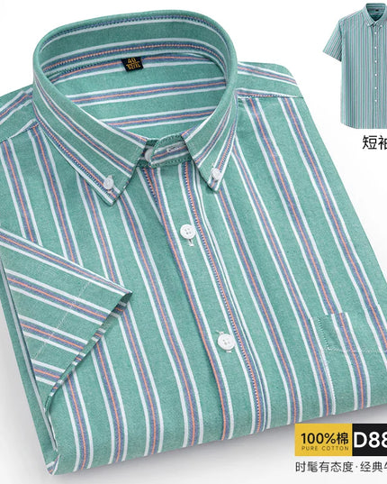 Oversized 11XL Plus Size Stripe Shirt - Casual Cotton Short Sleeve