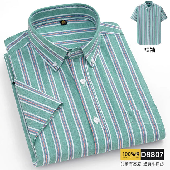 Oversized 11XL Plus Size Stripe Shirt - Casual Cotton Short Sleeve