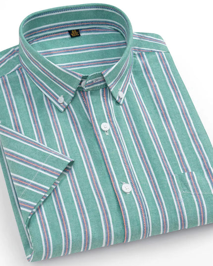 Oversized 11XL Plus Size Stripe Shirt - Casual Cotton Short Sleeve