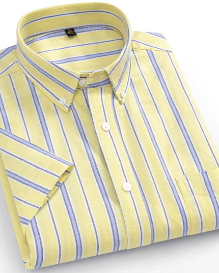 Oversized 11XL Plus Size Stripe Shirt - Casual Cotton Short Sleeve