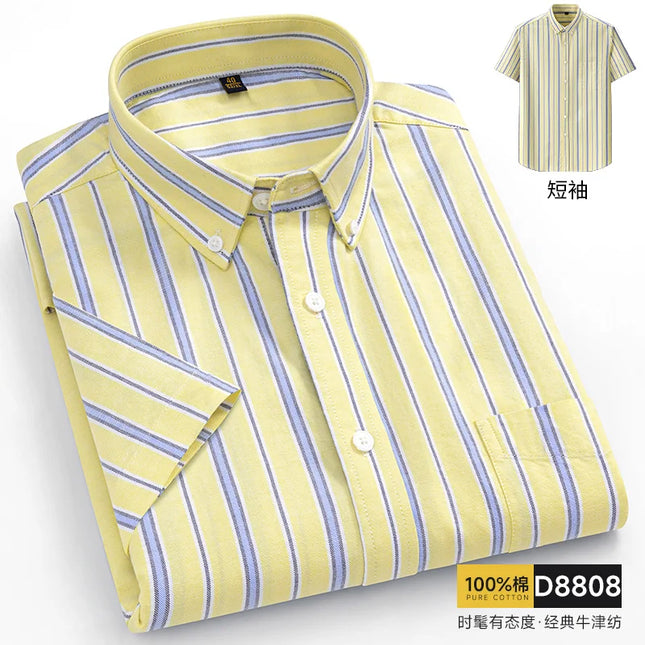 Oversized 11XL Plus Size Stripe Shirt - Casual Cotton Short Sleeve