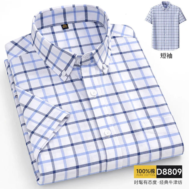 Oversized 11XL Plus Size Stripe Shirt - Casual Cotton Short Sleeve