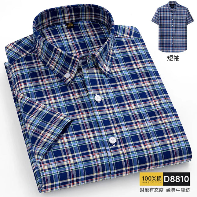 Oversized 11XL Plus Size Stripe Shirt - Casual Cotton Short Sleeve