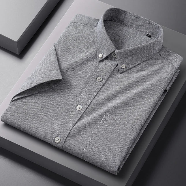 Plus S-5XL Short Sleeve Formal Shirt - Stylish Office Wear for Men