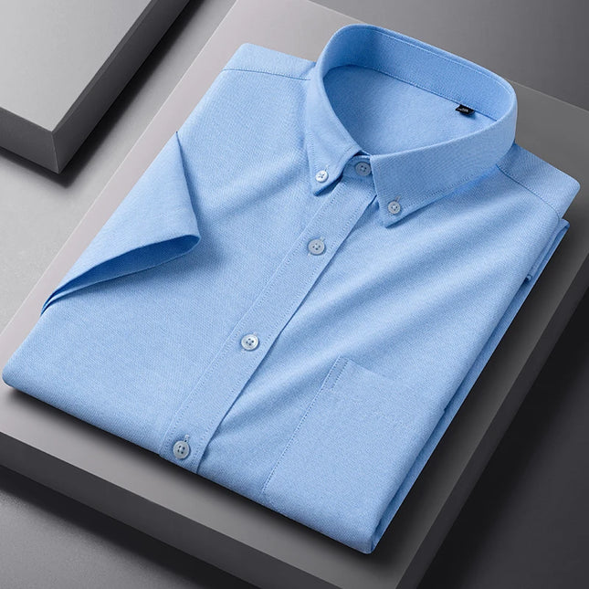 Plus S-5XL Short Sleeve Formal Shirt - Stylish Office Wear for Men