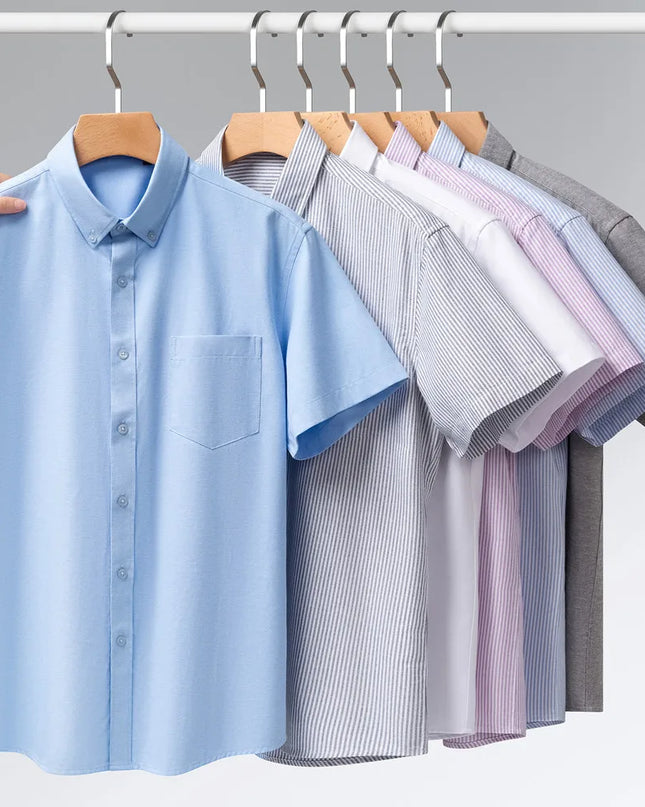 Plus S-5XL Short Sleeve Formal Shirt - Stylish Office Wear for Men