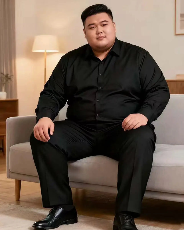 Plus Size 11XL 10XL Men's Long Sleeve Formal Shirt - Work & Party Ready