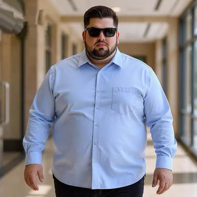 Plus Size 11XL 10XL Men's Long Sleeve Formal Shirt - Work & Party Ready