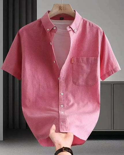 Plus Size 5XL Men's Casual Short Sleeve Cotton Dress Shirt