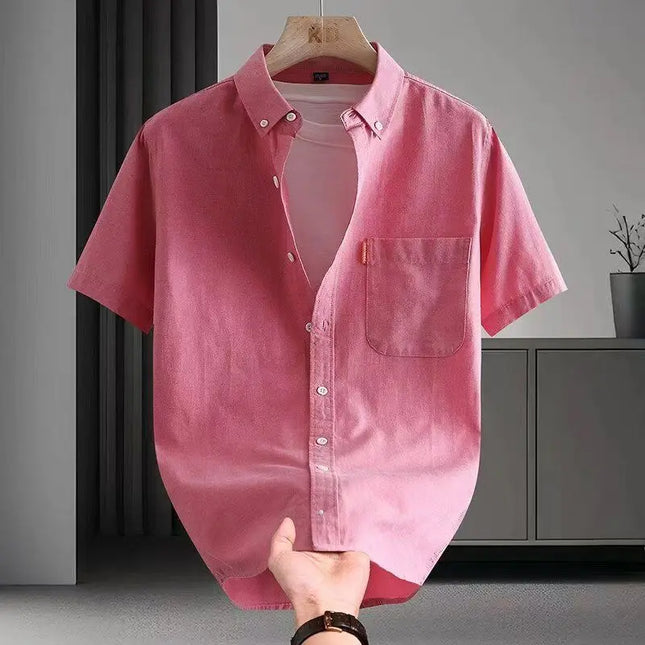 Plus Size 5XL Men's Casual Short Sleeve Cotton Dress Shirt