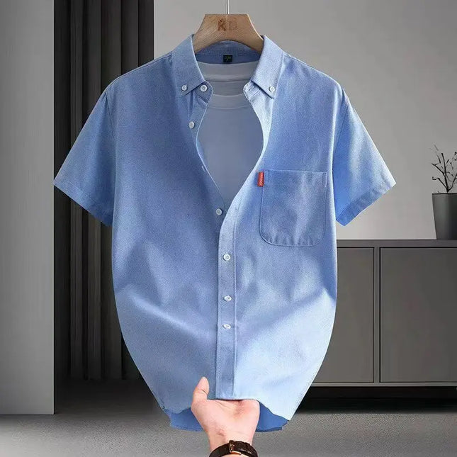Plus Size 5XL Men's Casual Short Sleeve Cotton Dress Shirt