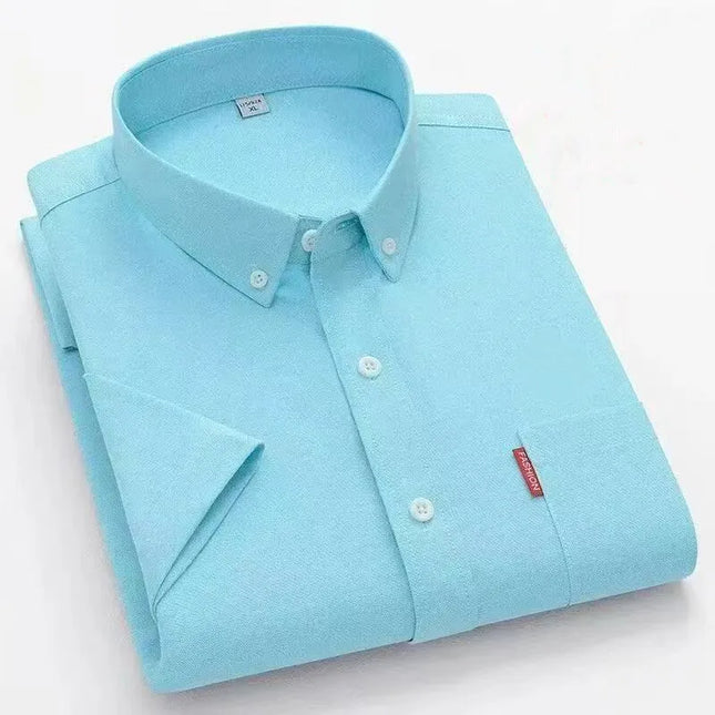 Plus Size 5XL Men's Casual Short Sleeve Cotton Dress Shirt